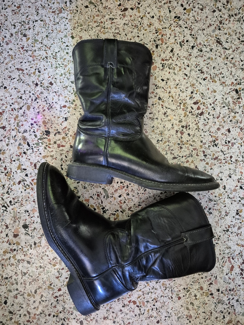 Justin Black Leather Western Boots Mens 7.5